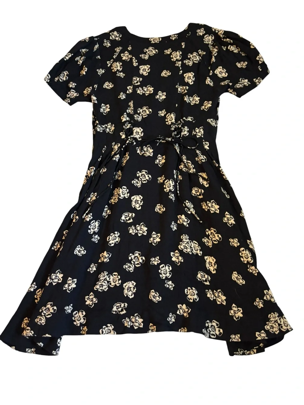 Free People Black Floral Tie-Front Casual Dress